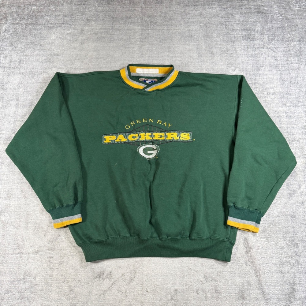 Green Bay Packers Sweatshirt Mens Lagre Green Starter Embroidered NFL Pullover